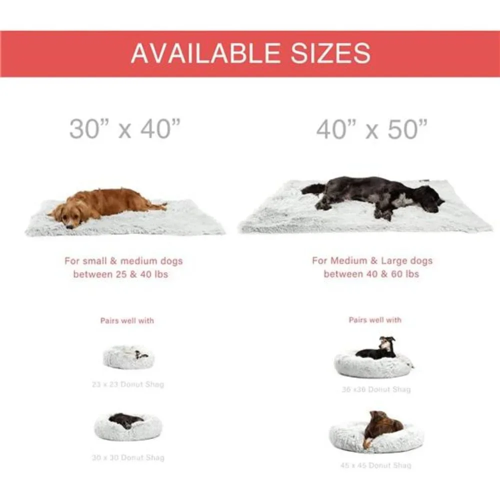 Calming Shag Fur Pet Throw Blanket, Frost, 30